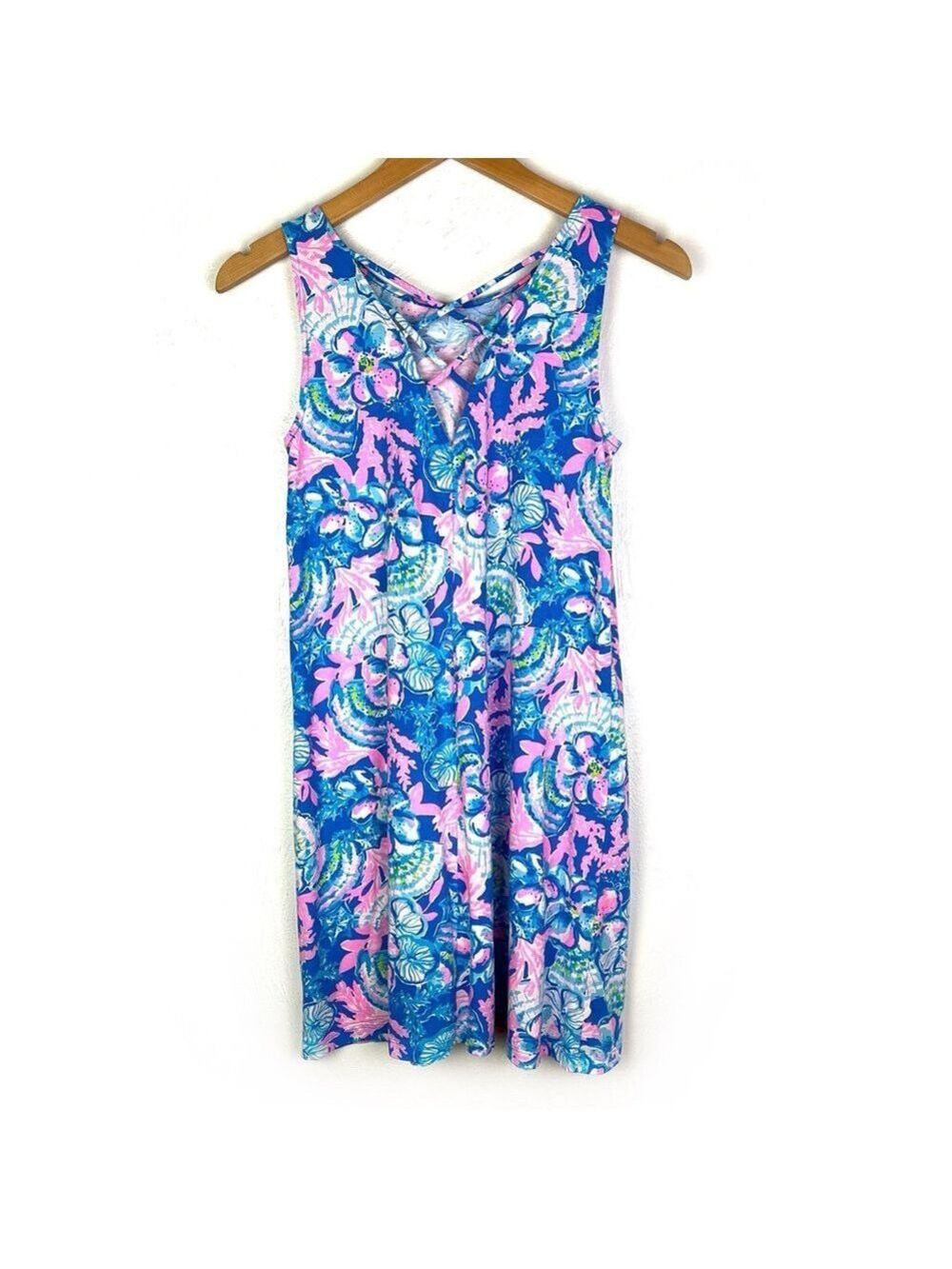 New Lilly Pulitzer Kristen Shift Dress Blue Haven Raising Shell size XS - Picture 3 of 5